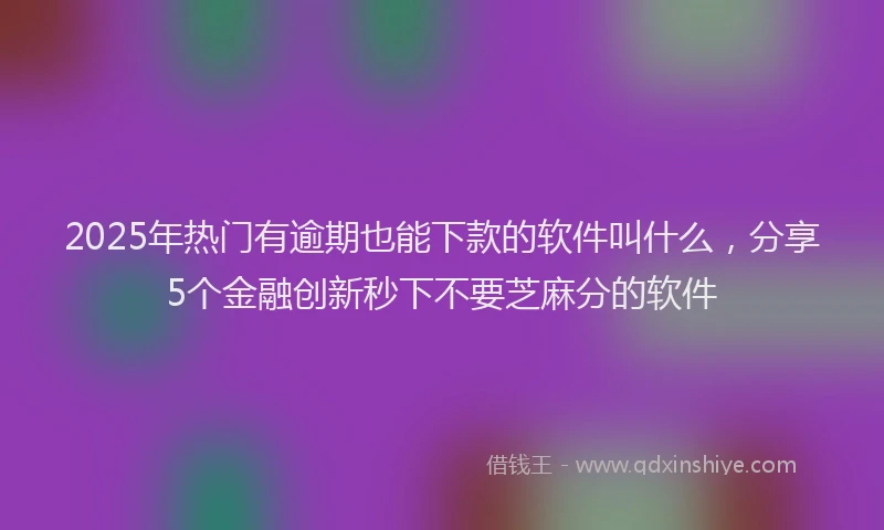 2025年热门有逾期也能下款的软件叫什么，分享5个金融创新秒下不要芝麻分的软件