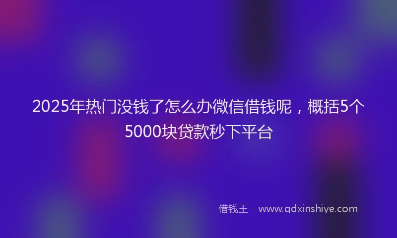 2025年热门没钱了怎么办微信借钱呢，概括5个5000块贷款秒下平台