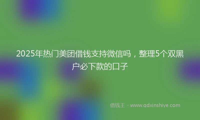 2025年热门美团借钱支持微信吗，整理5个双黑户必下款的口子