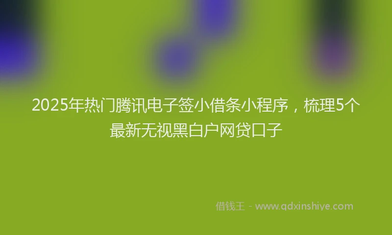 2025年热门腾讯电子签小借条小程序，梳理5个最新无视黑白户网贷口子