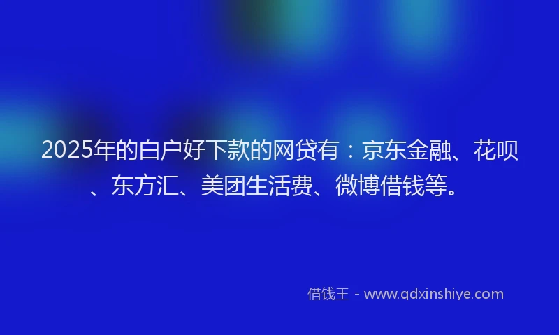 2025年的白户好下款的网贷有：京东金融、花呗、东方汇、美团生活费、微博借钱等。