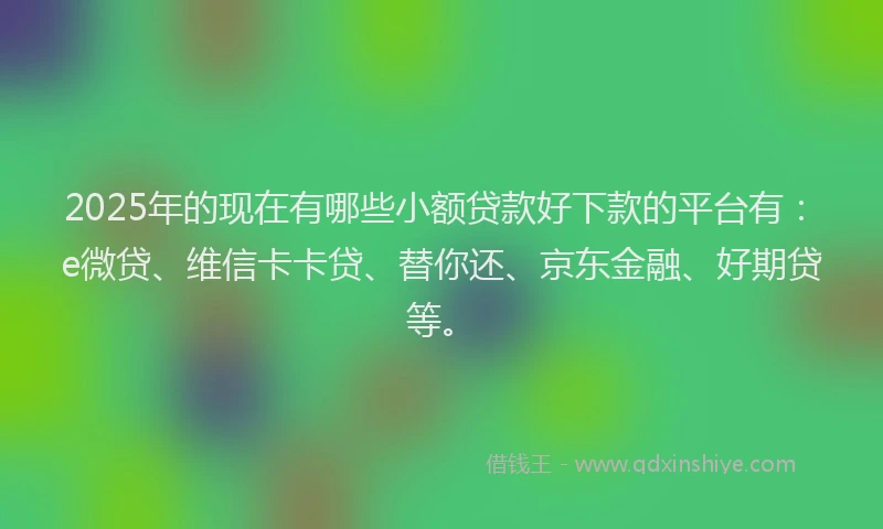2025年的现在有哪些小额贷款好下款的平台有：e微贷、维信卡卡贷、替你还、京东金融、好期贷等。