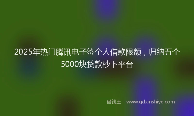 2025年热门腾讯电子签个人借款限额，归纳五个5000块贷款秒下平台