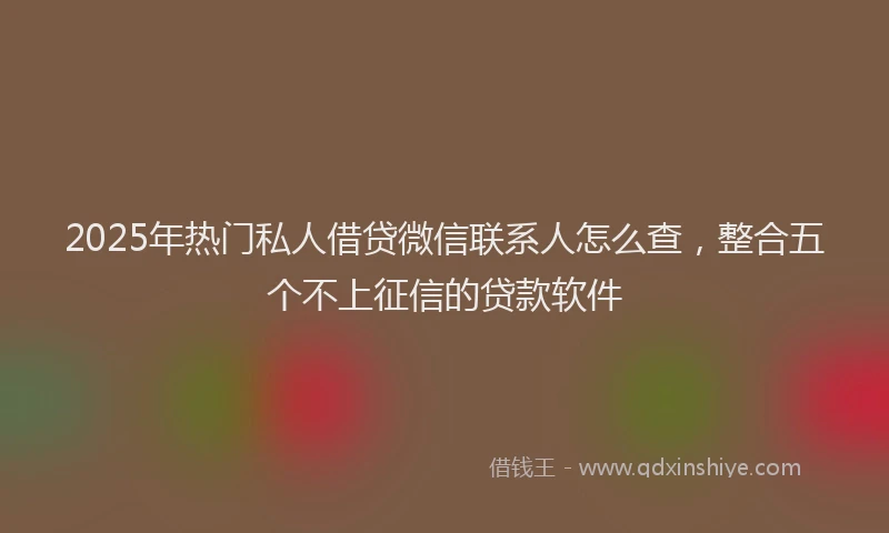 2025年热门私人借贷微信联系人怎么查，整合五个不上征信的贷款软件