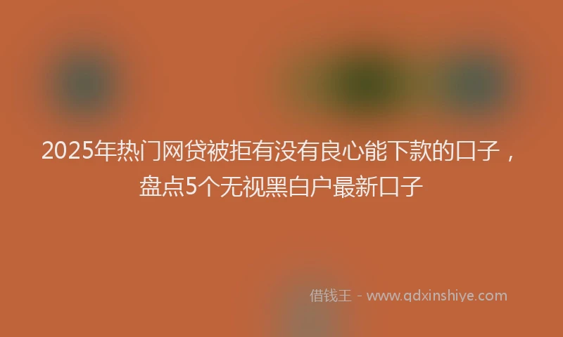 2025年热门网贷被拒有没有良心能下款的口子，盘点5个无视黑白户最新口子