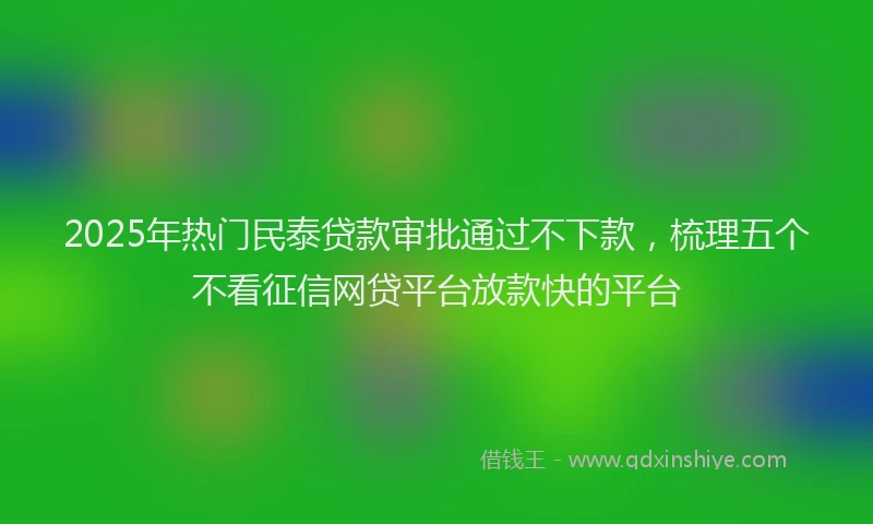 2025年热门民泰贷款审批通过不下款，梳理五个不看征信网贷平台放款快的平台