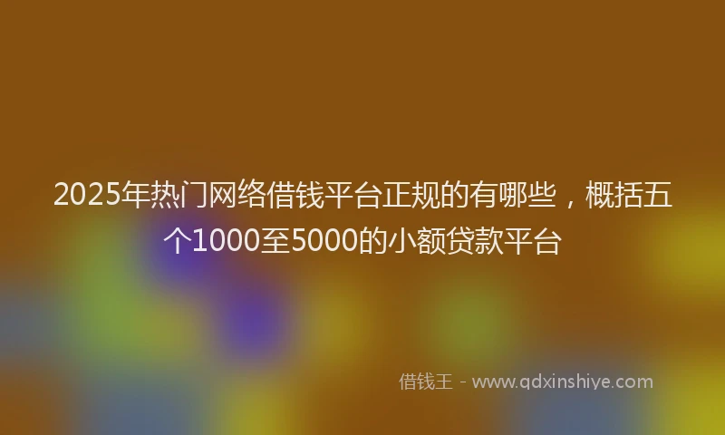 2025年热门网络借钱平台正规的有哪些，概括五个1000至5000的小额贷款平台