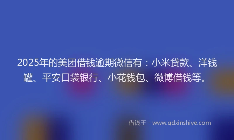 2025年的美团借钱逾期微信有：小米贷款、洋钱罐、平安口袋银行、小花钱包、微博借钱等。