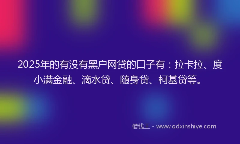 2025年的有没有黑户网贷的口子有：拉卡拉、度小满金融、滴水贷、随身贷、柯基贷等。