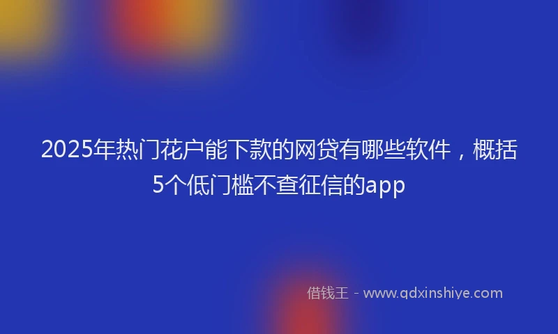 2025年热门花户能下款的网贷有哪些软件，概括5个低门槛不查征信的app