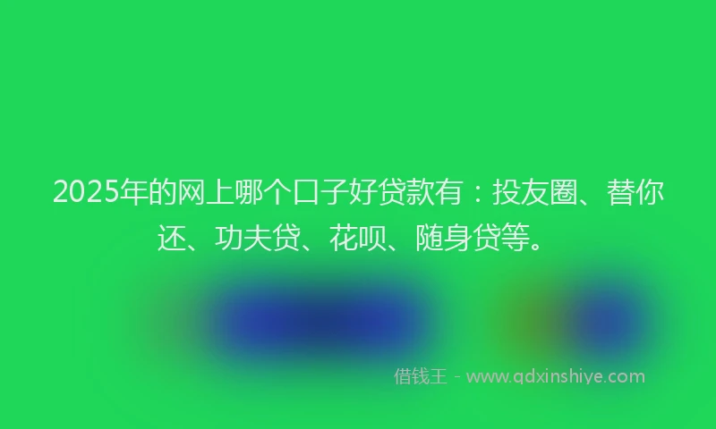 2025年的网上哪个口子好贷款有：投友圈、替你还、功夫贷、花呗、随身贷等。