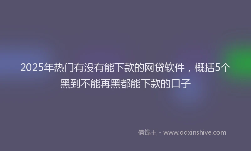 2025年热门有没有能下款的网贷软件，概括5个黑到不能再黑都能下款的口子
