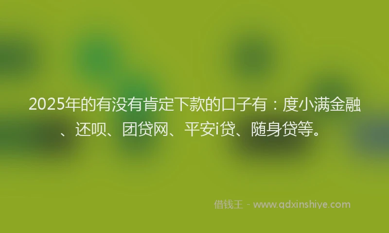2025年的有没有肯定下款的口子有：度小满金融、还呗、团贷网、平安i贷、随身贷等。