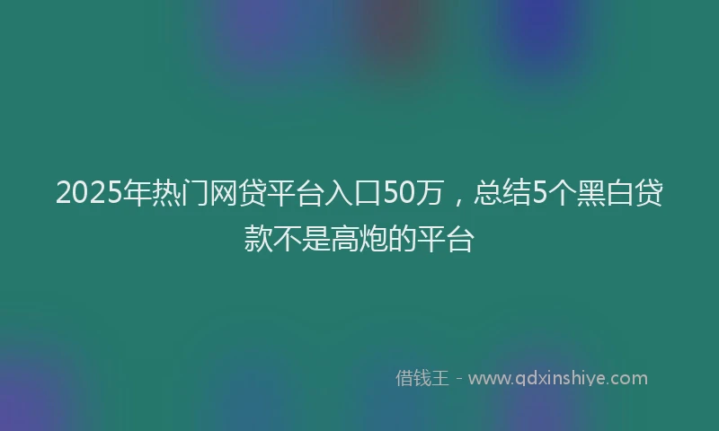 2025年热门网贷平台入口50万，总结5个黑白贷款不是高炮的平台