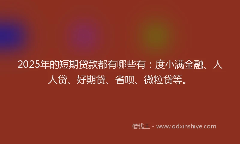 2025年的短期贷款都有哪些有：度小满金融、人人贷、好期贷、省呗、微粒贷等。