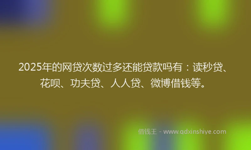 2025年的网贷次数过多还能贷款吗有：读秒贷、花呗、功夫贷、人人贷、微博借钱等。