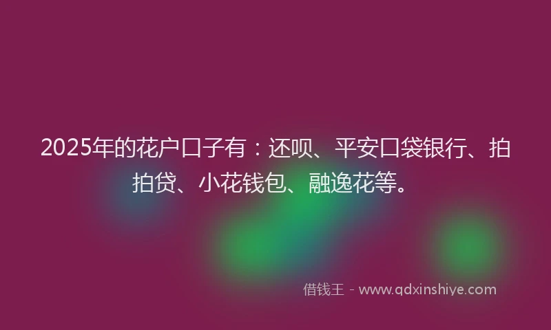 2025年的花户口子有：还呗、平安口袋银行、拍拍贷、小花钱包、融逸花等。