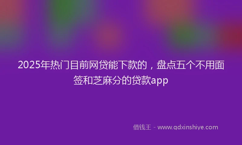 2025年热门目前网贷能下款的，盘点五个不用面签和芝麻分的贷款app