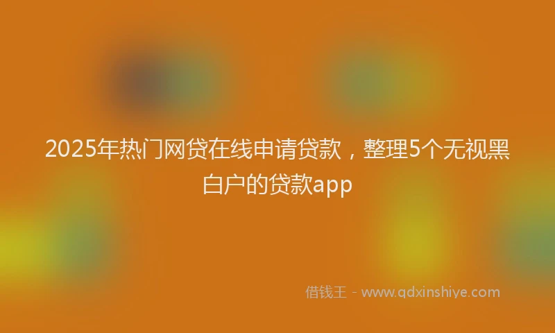 2025年热门网贷在线申请贷款，整理5个无视黑白户的贷款app