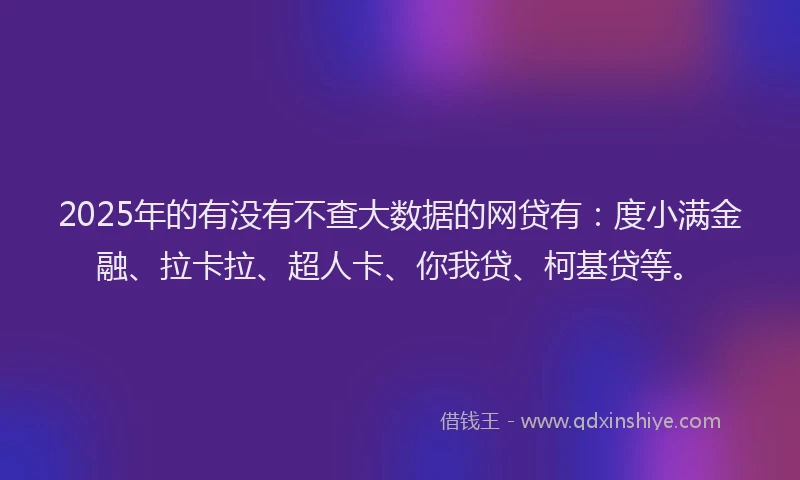 2025年的有没有不查大数据的网贷有：度小满金融、拉卡拉、超人卡、你我贷、柯基贷等。