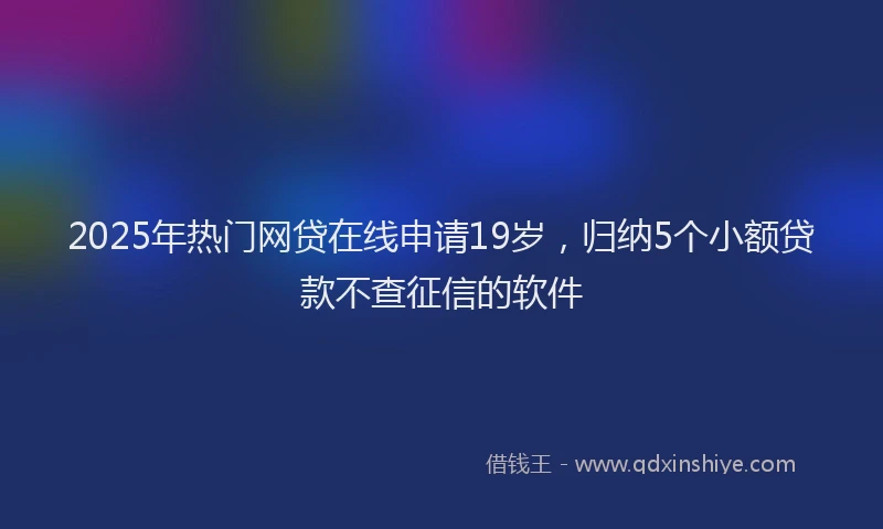 2025年热门网贷在线申请19岁，归纳5个小额贷款不查征信的软件