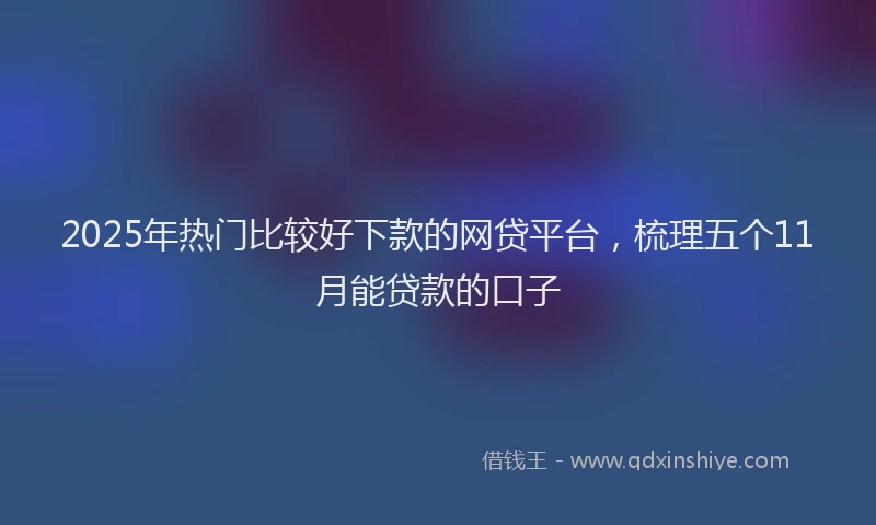 2025年热门比较好下款的网贷平台，梳理五个11月能贷款的口子