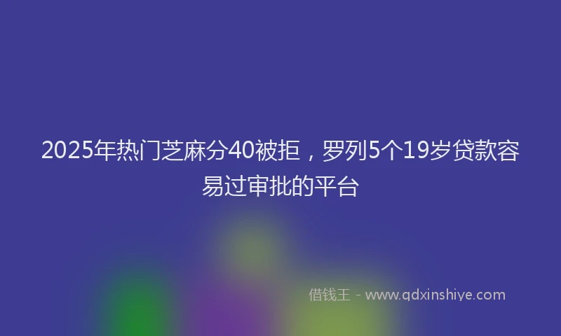 2025年热门芝麻分40被拒，罗列5个19岁贷款容易过审批的平台