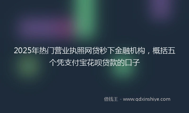 2025年热门营业执照网贷秒下金融机构，概括五个凭支付宝花呗贷款的口子