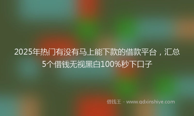 2025年热门有没有马上能下款的借款平台，汇总5个借钱无视黑白100%秒下口子