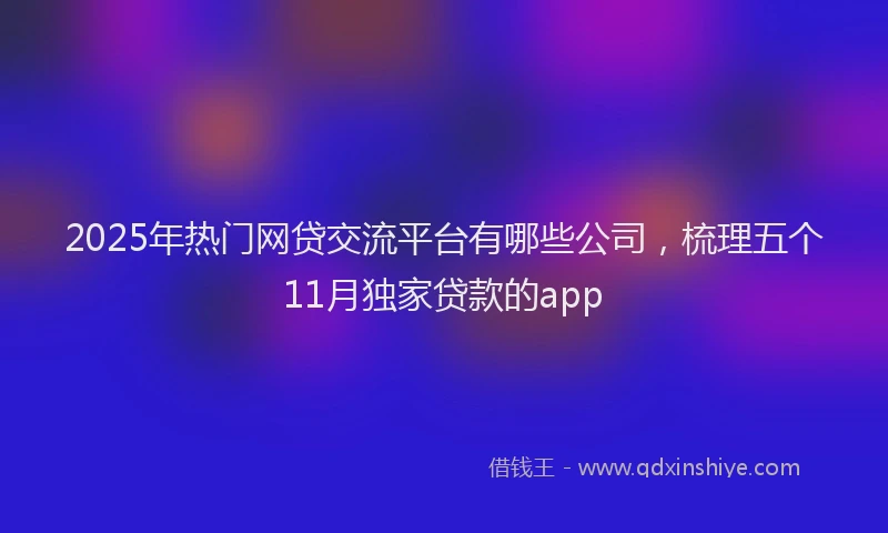 2025年热门网贷交流平台有哪些公司，梳理五个11月独家贷款的app