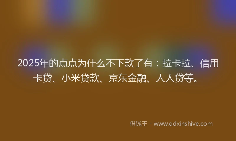 2025年的点点为什么不下款了有：拉卡拉、信用卡贷、小米贷款、京东金融、人人贷等。