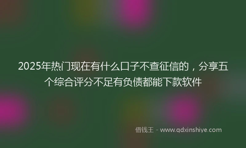 2025年热门现在有什么口子不查征信的，分享五个综合评分不足有负债都能下款软件