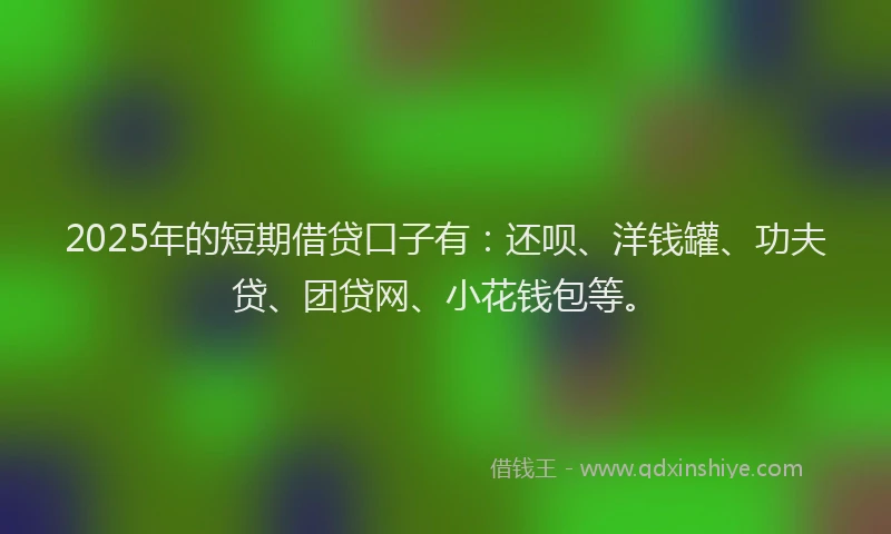 2025年的短期借贷口子有：还呗、洋钱罐、功夫贷、团贷网、小花钱包等。