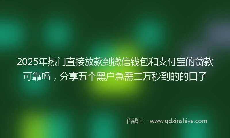 2025年热门直接放款到微信钱包和支付宝的贷款可靠吗，分享五个黑户急需三万秒到的的口子