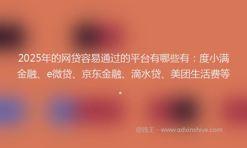 2025年的网贷容易通过的平台有哪些有：度小满金融、e微贷、京东金融、滴水贷、美团生活费等。