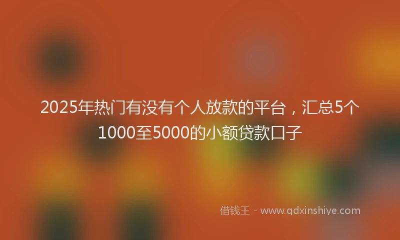 2025年热门有没有个人放款的平台，汇总5个1000至5000的小额贷款口子