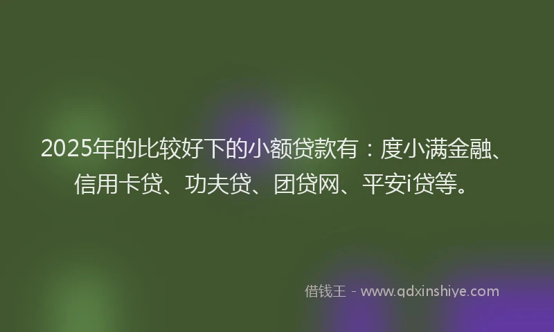 2025年的比较好下的小额贷款有：度小满金融、信用卡贷、功夫贷、团贷网、平安i贷等。