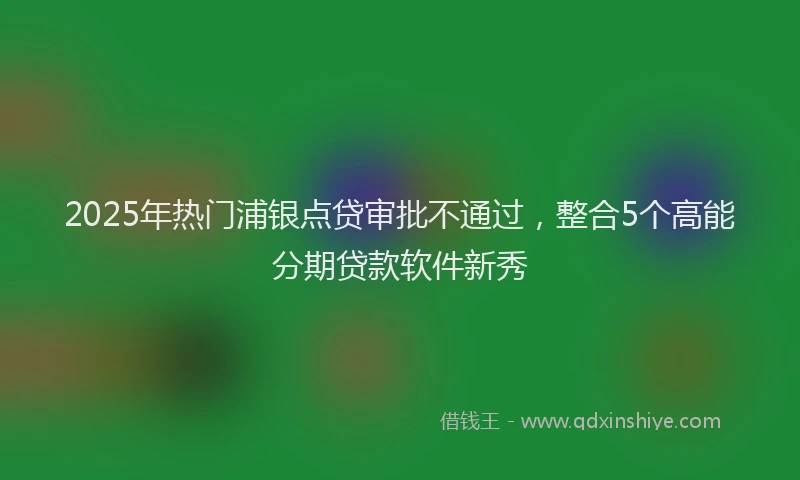 2025年热门浦银点贷审批不通过，整合5个高能分期贷款软件新秀