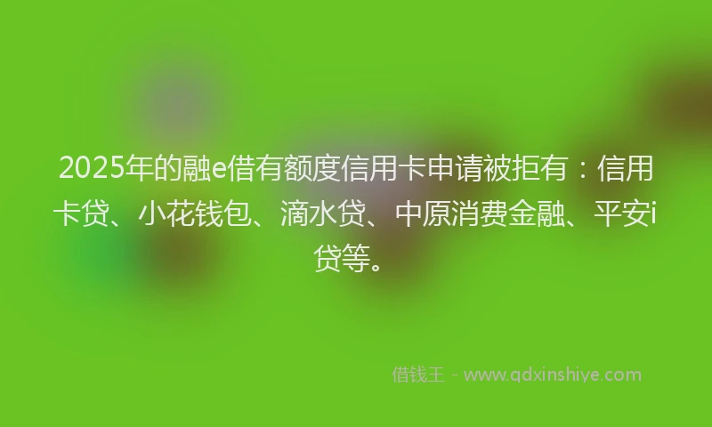 2025年的融e借有额度信用卡申请被拒有：信用卡贷、小花钱包、滴水贷、中原消费金融、平安i贷等。