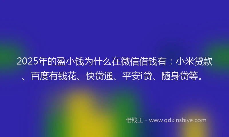 2025年的盈小钱为什么在微信借钱有：小米贷款、百度有钱花、快贷通、平安i贷、随身贷等。