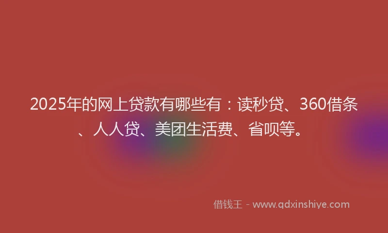 2025年的网上贷款有哪些有：读秒贷、360借条、人人贷、美团生活费、省呗等。