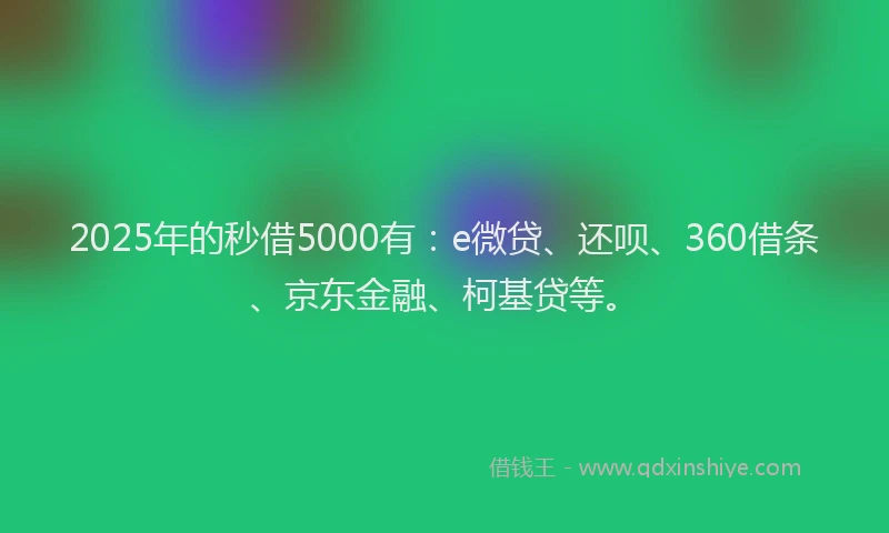 2025年的秒借5000有：e微贷、还呗、360借条、京东金融、柯基贷等。