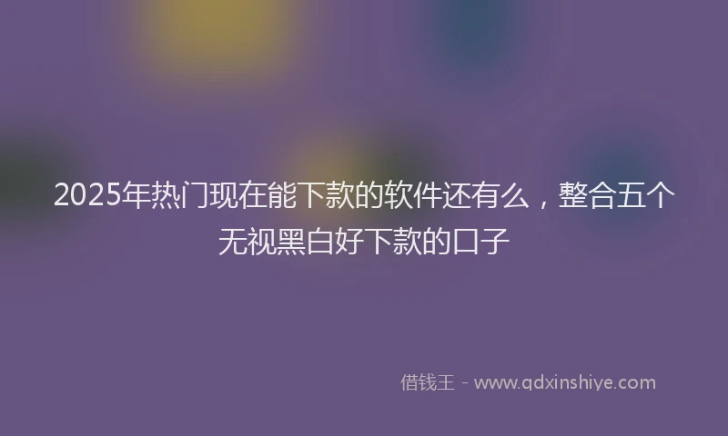 2025年热门现在能下款的软件还有么，整合五个无视黑白好下款的口子