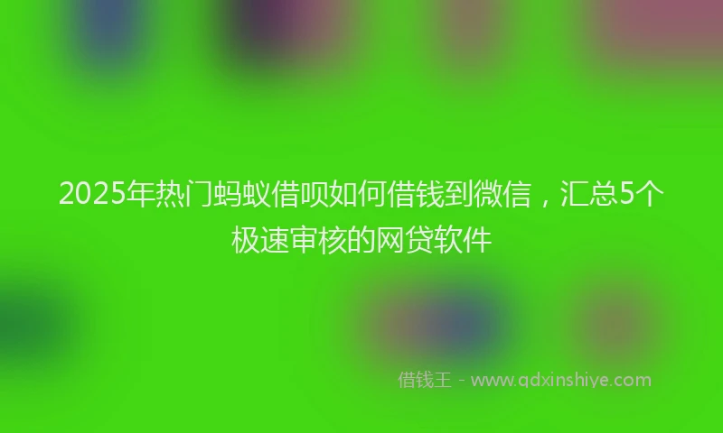 2025年热门蚂蚁借呗如何借钱到微信，汇总5个极速审核的网贷软件