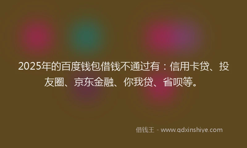 2025年的百度钱包借钱不通过有：信用卡贷、投友圈、京东金融、你我贷、省呗等。