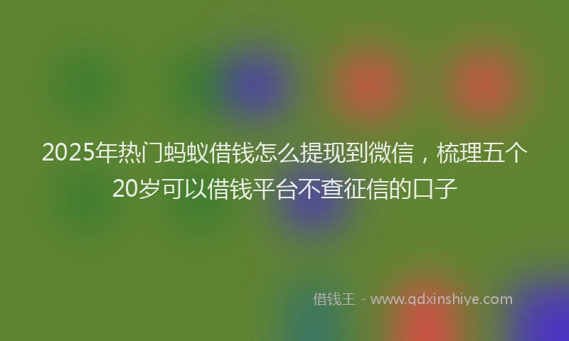 2025年热门蚂蚁借钱怎么提现到微信，梳理五个20岁可以借钱平台不查征信的口子