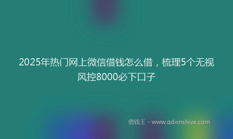 2025年热门网上微信借钱怎么借，梳理5个无视风控8000必下口子