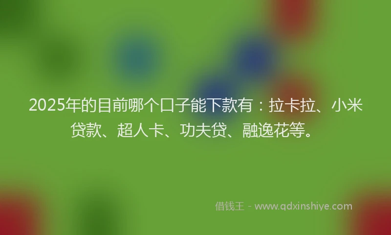 2025年的目前哪个口子能下款有：拉卡拉、小米贷款、超人卡、功夫贷、融逸花等。