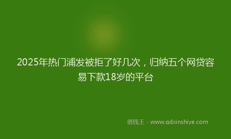 2025年热门浦发被拒了好几次，归纳五个网贷容易下款18岁的平台