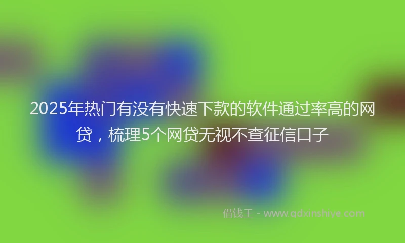 2025年热门有没有快速下款的软件通过率高的网贷，梳理5个网贷无视不查征信口子